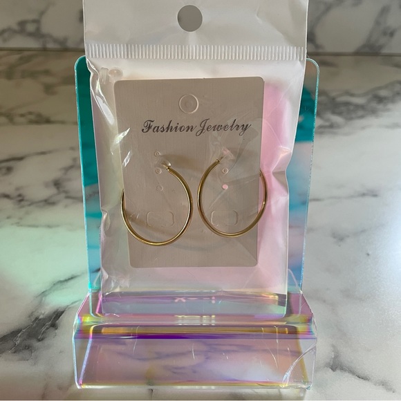 Clip on 1.5 inch gold hoop earrings - Picture 1 of 2